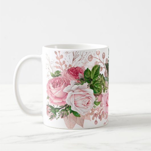 Mug Bouquet de rose et de rose verte (Gauche)