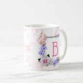 Mug Bouquet de rose monogramme Marbre rose (Devant droit)