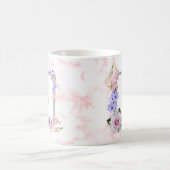 Mug Bouquet de rose monogramme Marbre rose (Centre)
