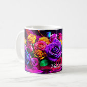 Mug Bouquet de roses de peinture humide, stylisé, pers (Devant gauche)