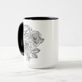 Mug Bouquet de roses en noir et blanc (Devant gauche)