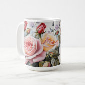Mug Bouquet de roses - Fleur Pastel Classique (Devant gauche)