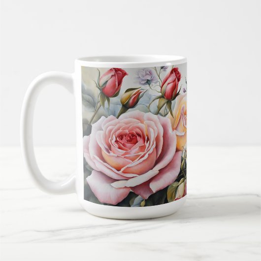 Mug Bouquet de roses - Fleur Pastel Classique (Gauche)
