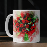 Bouquet de roses rouges aquarelle sur fond blanc