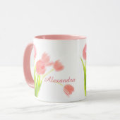 Mug Bouquet de tulipe rose clair, frais, rose sur le n (Devant gauche)
