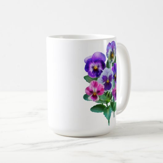 Mug Bouquet de Violets Pansy Flower (Devant droit)