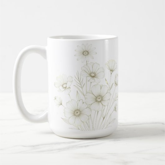 Mug Bouquet délicat de cosmos en ligne artistique élég (Gauche)