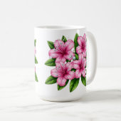 Mug Bouquet d'hibiscus rose avec feuilles vertes (Devant droit)