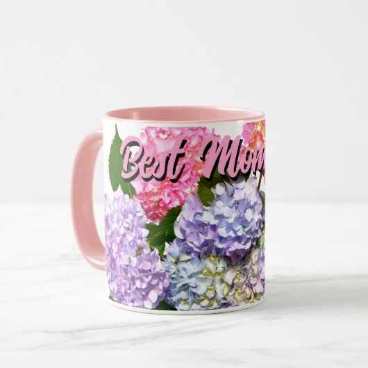 Mug Bouquet d'hortensia bleu rose violet élégant (Devant gauche)