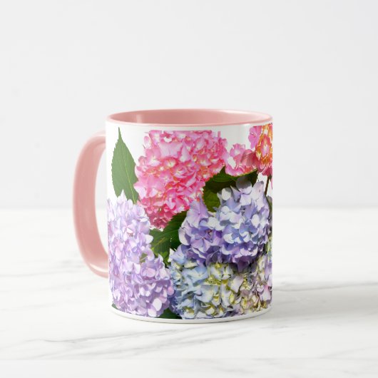 Mug Bouquet d'hortensia bleu rose violet élégant (Devant gauche)