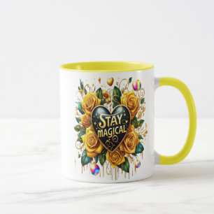 Mug Bouquet enchanteur de Roses d'or et de coeur