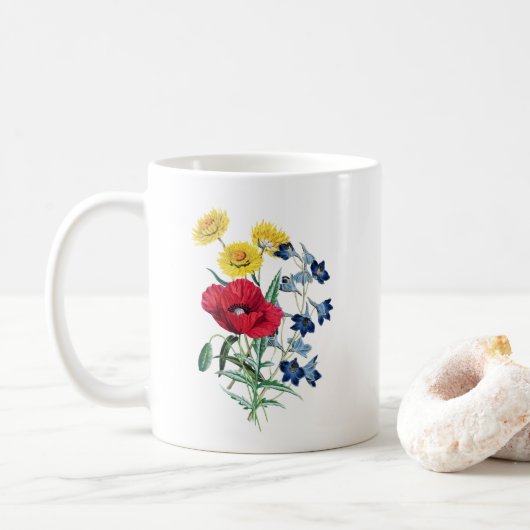 Mug Bouquet fleur sauvage, Photos Illustration botaniq (Avec donut)