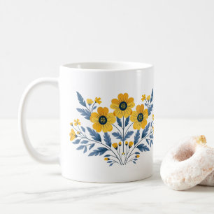 Mug Bouquet floral bleu et jaune