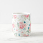 Mug Bouquet floral d'aquarelle de Corail doux (Centre)