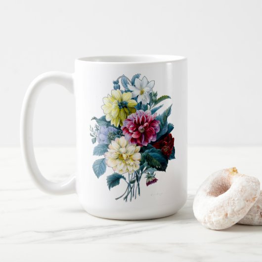 Mug Bouquet floral de Dahlias mixtes (Avec donut)
