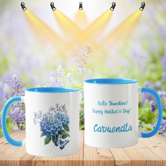 Mug Bouquet Floral d'Hydrangea Bleu