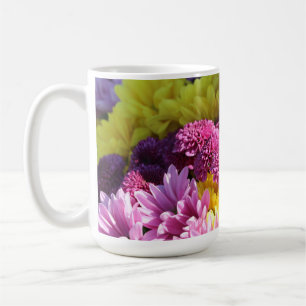 Mug Bouquet floral, marguerites roses et jaunes