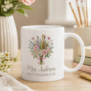 Mug Bouquet floral personnalisé pour le meilleur ensei