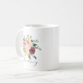 Mug Bouquet floral rose de Bourgogne Nom du script (Devant gauche)