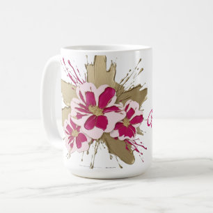 Mug Bouquet floral rose et or éclaboussure