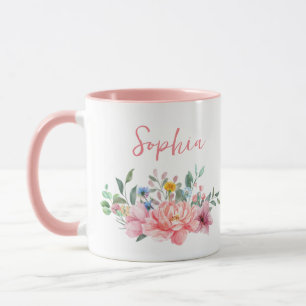 Mug Bouquet floral rose printanier Personnaliser le no