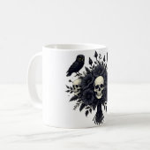 Mug Bouquet gothique avec 3 crânes et 2 hiboux (Devant gauche)
