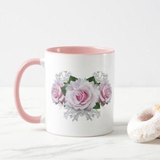 Mug Bouquet rose (Avec donut)