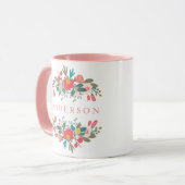 Mug Bouquet rose avec nom (Devant gauche)