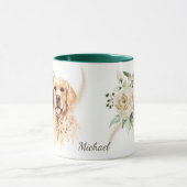 Mug Bouquet Rose blanche Golden Retriever Chien (Centre)