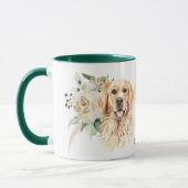 Mug Bouquet Rose blanche Golden Retriever Chien (Gauche)