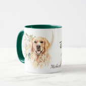Mug Bouquet Rose blanche Golden Retriever Chien (Devant gauche)
