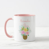 Mug Bouquet Rose d'ananas mignon rose (Gauche)