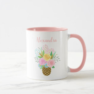 Mug Bouquet Rose d'ananas mignon rose