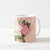 Mug Bouquet rose et rose blanche (Devant droit)