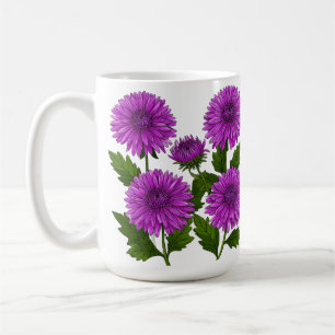 Mug Bouquet vibrant de chrysanthèmes violets