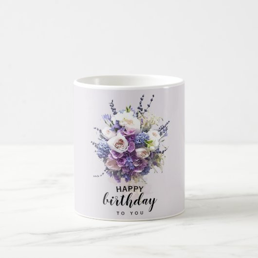 Mug Bouquet vintage | Calligraphie d'anniversaire Cust (Centre)