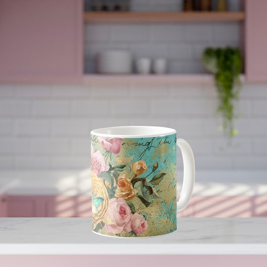 Mug Bouquet vintage floral et papillon