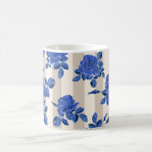 Mug Bouquets bleus de roses sur fond rayé  (Centre)