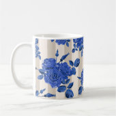 Mug Bouquets bleus de roses sur fond rayé  (Gauche)
