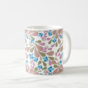 Mug Bouquets colorés de fleurs rétro sur fond blanc