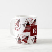 Mug Bourgogne Arbre de Noël Motif Monogramme (Devant gauche)