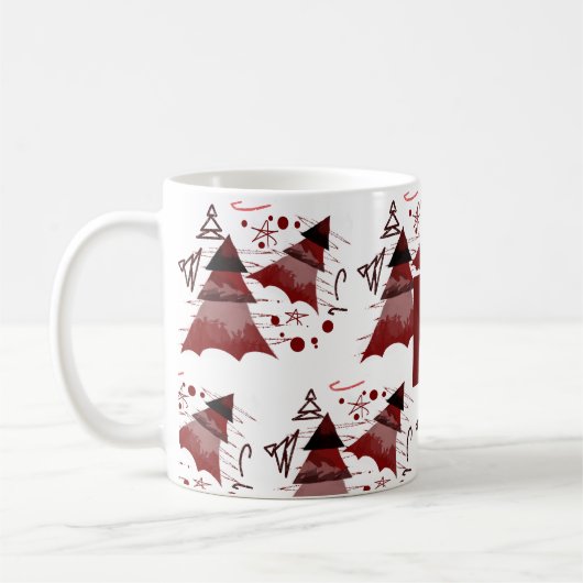 Mug Bourgogne Arbre de Noël Motif Monogramme (Gauche)