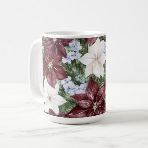 Mug Bourgogne Bleu Blanc Floral