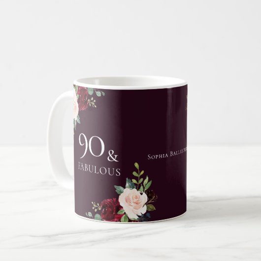 Mug Bourgogne Blush Womans 90e anniversaire fête cadea (Devant gauche)