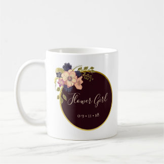 Mug Bourgogne et Blush , Aquarelle , Fille de Fleurs