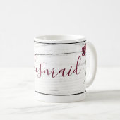 Mug Bourgogne Floral Élégant Bridesmaid Rustique (Devant droit)