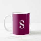 Mug Bourgogne foncé, monogramme initial simple et élég (Gauche)