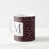 Mug Bourgogne Gold Raindrop Moderne Monogramme tendanc (Devant gauche)