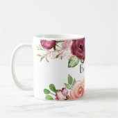 Mug Bourgogne/Marsala et bouquet rose de pivoine (Gauche)