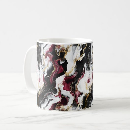 Mug Bourgogne Noir Blanc Tourbillon Abstrait (Devant gauche)